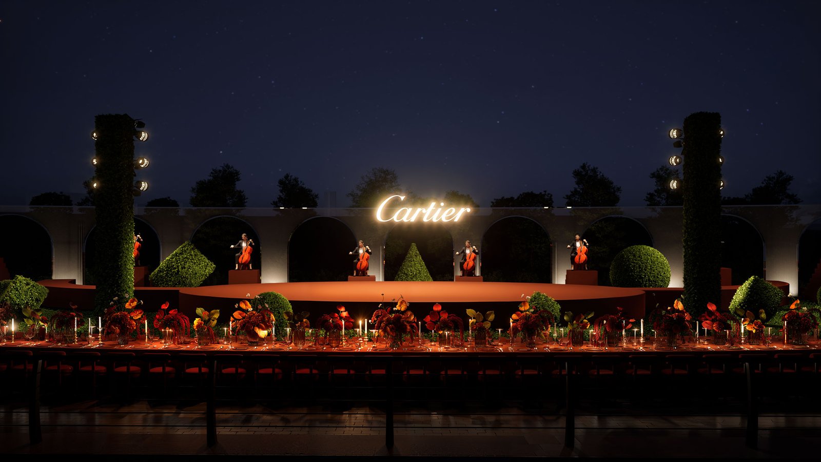 Cartier Keturah – rendu 3D photoréaliste, mise en scène du dîner (vue 1)