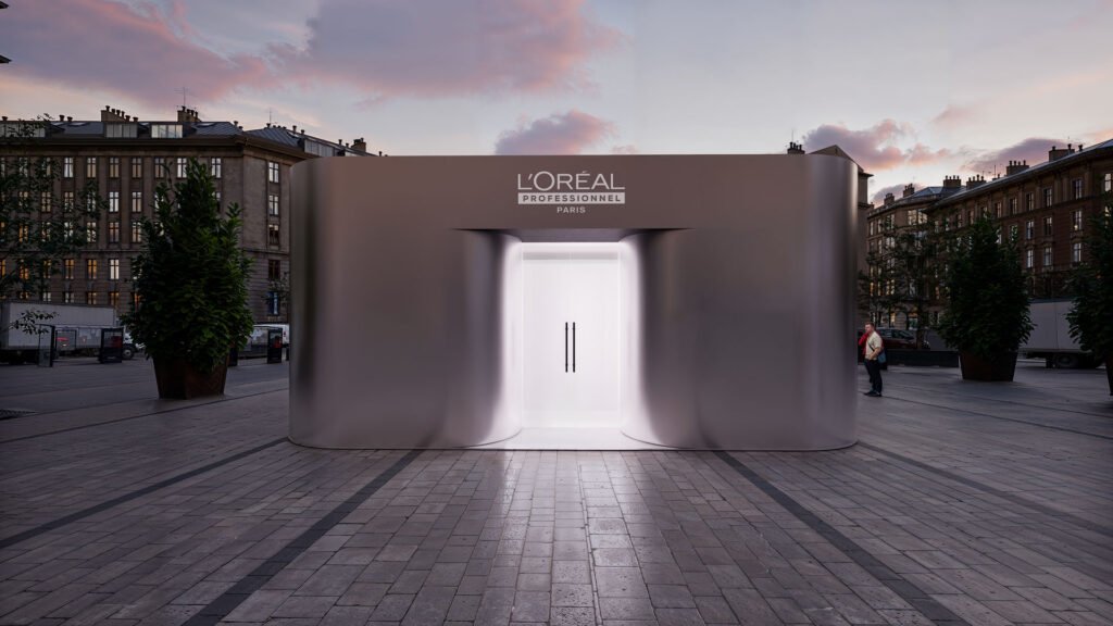 L'Oréal pop-up Saint-Lazare – rendu 3D photoréaliste (vue 1)