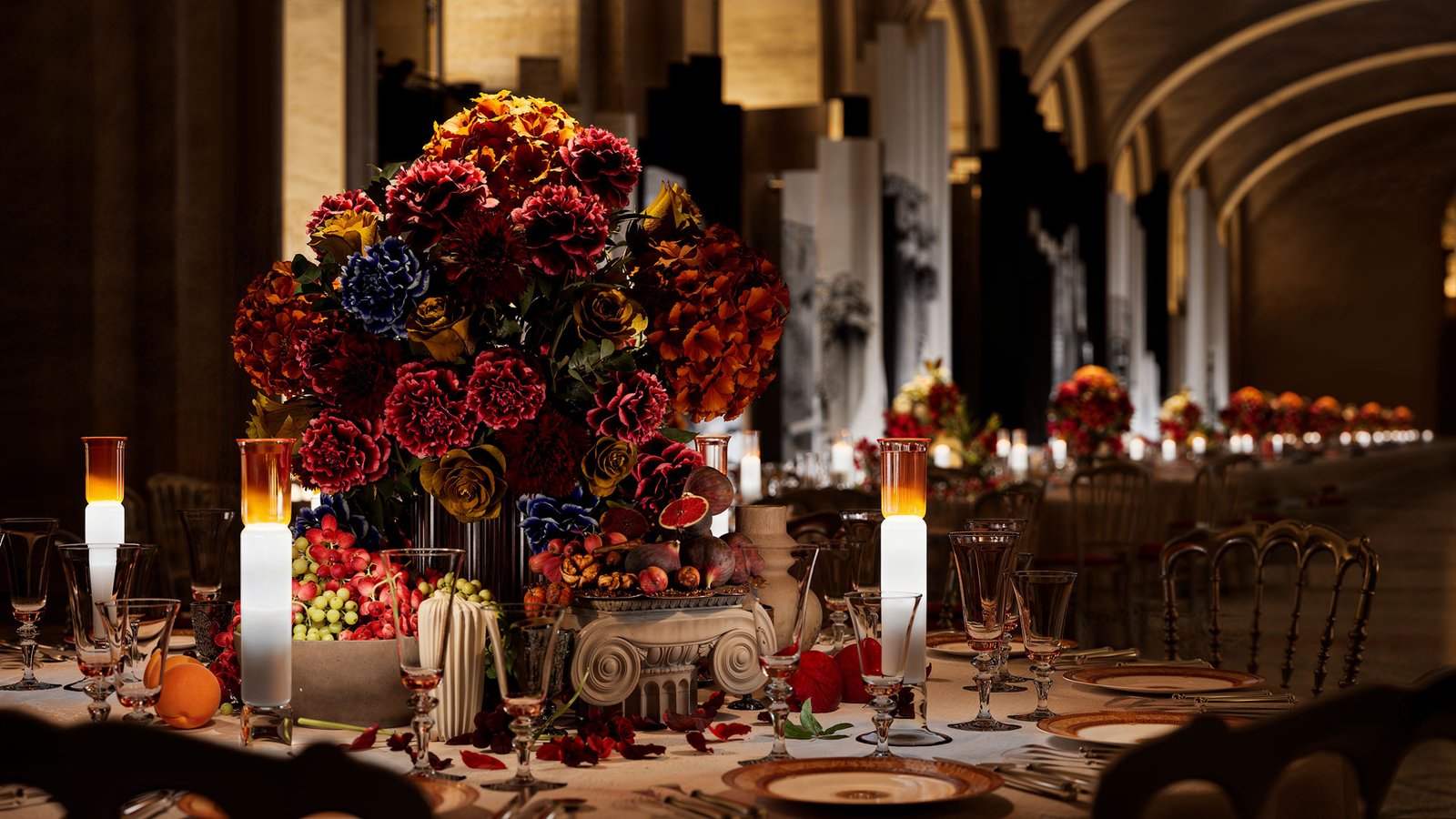 Grand Dîner du Louvre – rendu 3D photoréaliste, détail en gros plan (vue 6)