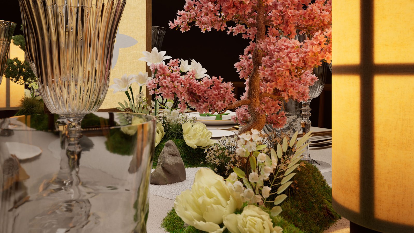 Louis Vuitton Tokyo – rendu 3D photoréaliste, art de la table (vue 4)