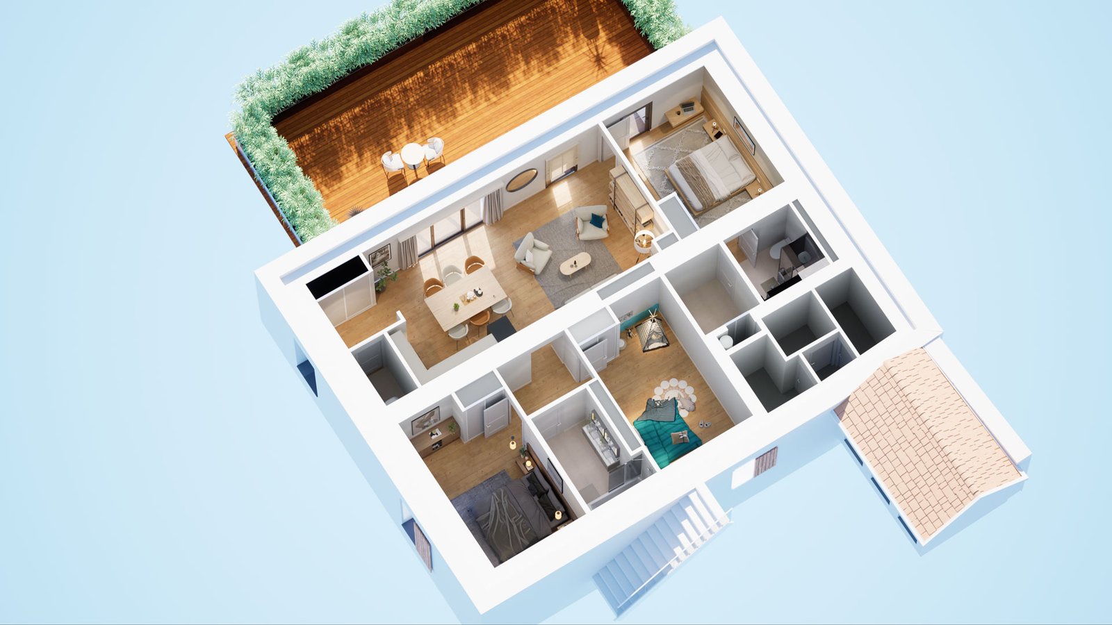 Le Clos Julia – perspective 3D, vue axonométrique (vue 12)